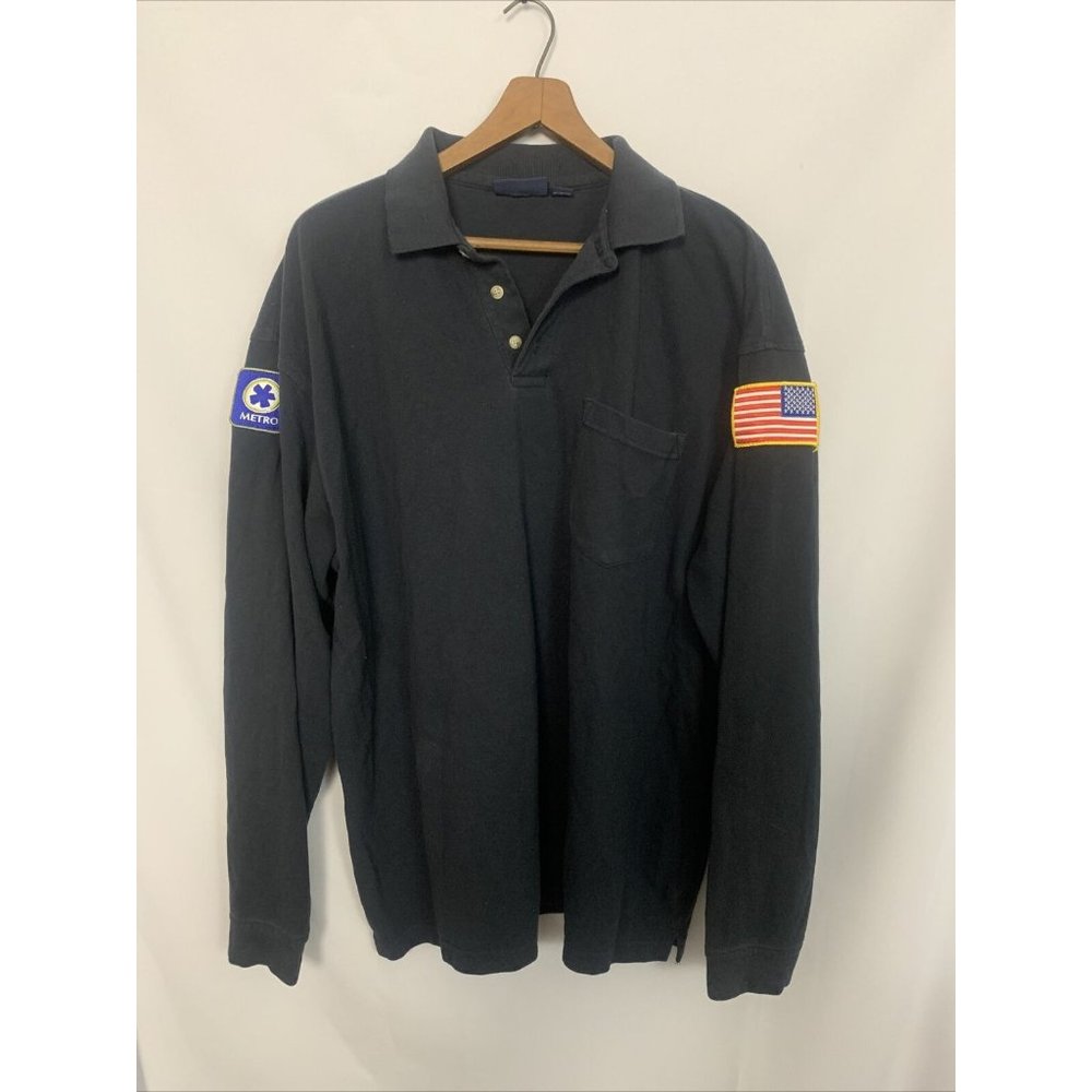 Metro department of transportation men’s black xl long sleeve polo shirt usa
